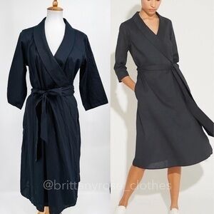 MISHA NONOO Aegean Linen Wrap Dress in Black NWT